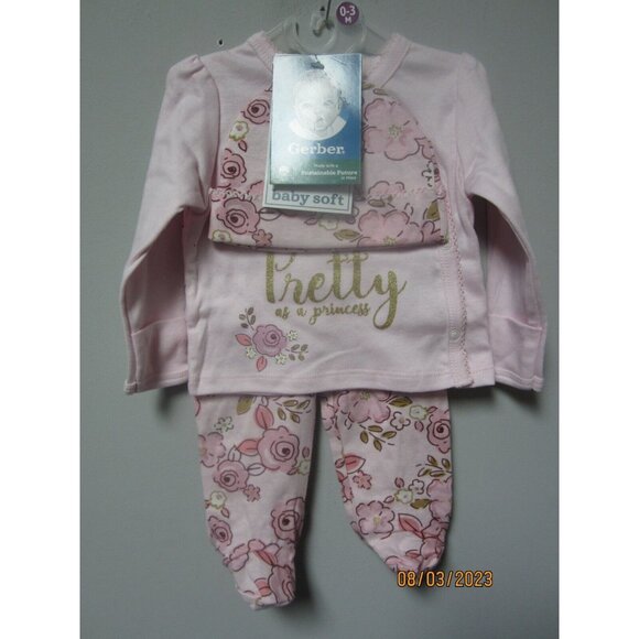 Gerber Baby Girl Take-Me-Home "Pretty as a Princess" Set Pink 0-3M - Picture 5 of 7